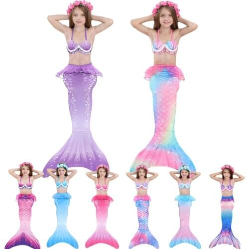 2021 Summer Mermaid Swimsuit Little Girl Cosplay Costume Kids Pool Party Beach Vacation Mermaid Swimsuit 3-12 Years