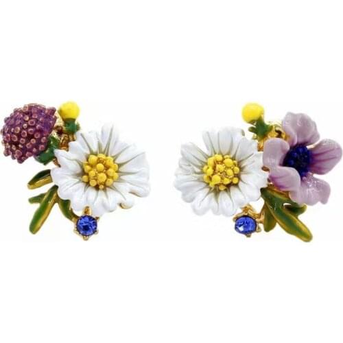 2021 Simple Fashion Drop Oil Pink Big Flower Ear Studs