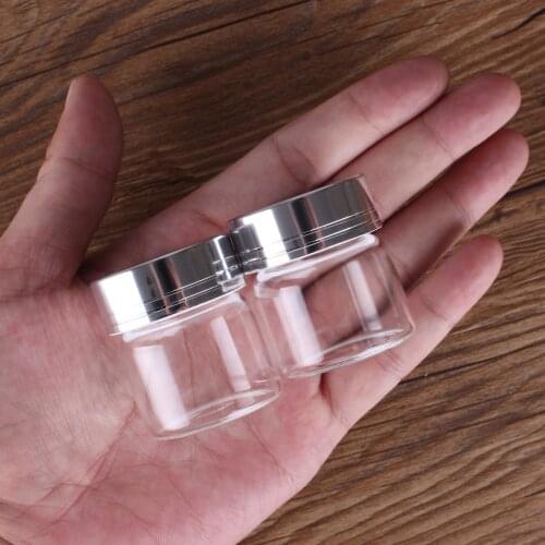 3pcs 20ml 37*40mm Storage Jars Perfume Bottles with Silver Caps Glass Potion Bottles Candy Bottles Glass Vessels DIY Bottles