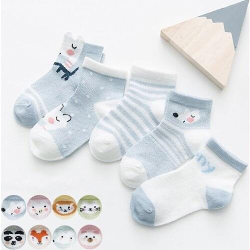 5Pairs/lot 2-12Y Children Socks Baby Socks for Girls Cotton Mesh Cute Newborn Boy Toddler Socks Baby Clothes Accessories