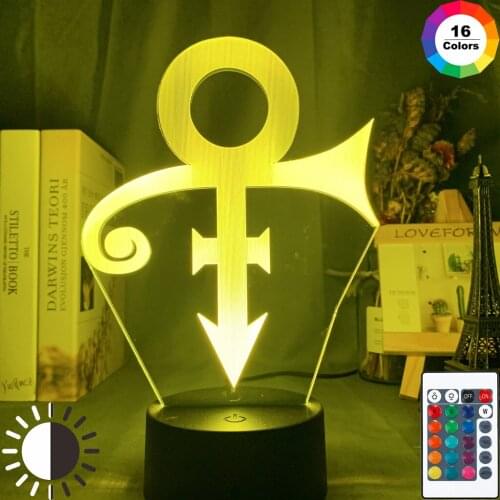 Acrylic Led Night Light Prince Symbol Logo Nightlight for Office Room Decoration Touch Sensor Color Changing Table Usb Lamp