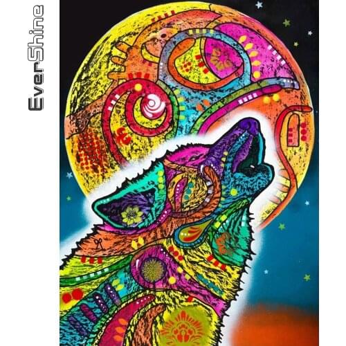 Evershine Diamond Embroidery Wolf Colorful Mosaic Kit Diamond Painting Animals Rhinestone Picture New Arrival 5D DIY Wall Decor