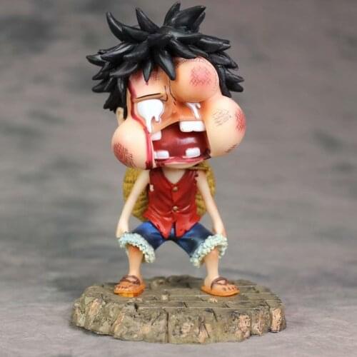 Anime One Piece Luffy Face beating Hat PVC Action Figure For Children Christmas Gift