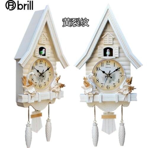 Large Cuckoo Birds Wall Clock Vintage Shabby Chic Pendulum Clock Wall Watch Mechanism Cartoon Wall Clock Kids Bedroom Cute Gift