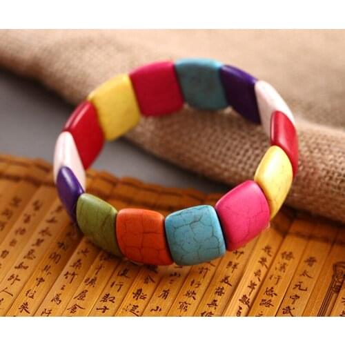 New Style Bohemia Natural Stone Turquoises Beads Bracelet Fashion Geometric Charm Bracelets Bangle For Women Fine Jewelry