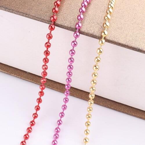 Ball Bead chain 3mm Yellow/purple/red for KeyRing/Dolls/Label Hand Tag Connector Necklace DIY Jewelry Making Accessories DIY