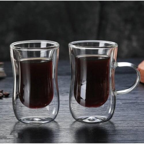 Innovative Double Wall Insulated Glass Cup Heat-resistant For Tea Coffee Latte Espresso Iced Tea Dishwasher Mugs 80ml