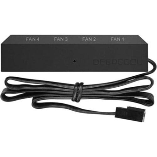 DEEPCOOL FH-04 1 to 4 Cooling Fan Hub Splitter Cable, for 12V 3Pin/4Pin PWM Case Fan, with Mounting Sticker