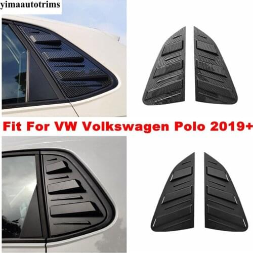 For VW Volkswagen Polo 2019 - 2021 Rear Window Louver Shutter Decor Panel Cover Trim Carbon Fiber / Black Exterior Accessories