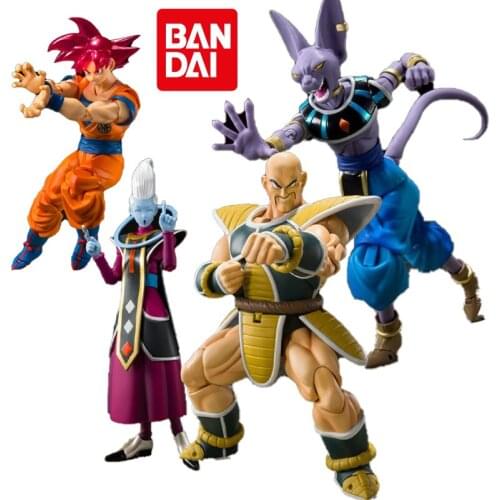 Original Bandai Dragon Ball Z Anime Figure Son Goku Nappa Whis Beerus Gods of Destruction Anime Action Figures Toys for Children