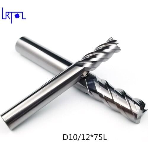 4Flutes D10/12*75/100L end mill for Ceramic Bit Milling Tools Carbide CNC milling cutter
