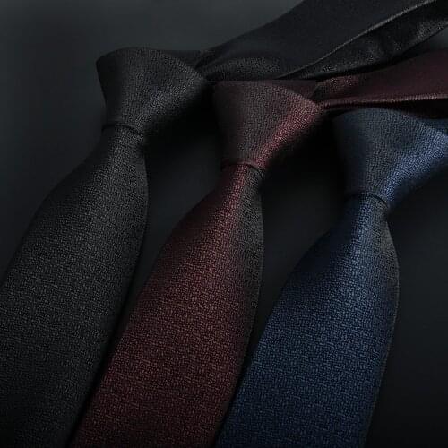 Tie High-end Mens Casual Suit Polyester Trendy Solid Color 6CM Jacquard Fabric Black Business Banquet Wedding Necktie