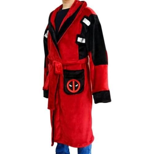 Halloween Superhero Deadpool Cosplay Costume Wade Wilson Bathrobe Night Bath Robe Printed Sleepwear Women Men Pajamas C100M103