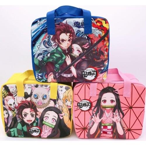 Devils Blade Cartoon Anime Insulation Bag Demon Slayer Kimetsu No Yaiba Tanjirou Nezuko Picnic Lunch Box Bento Hand Storage Bag