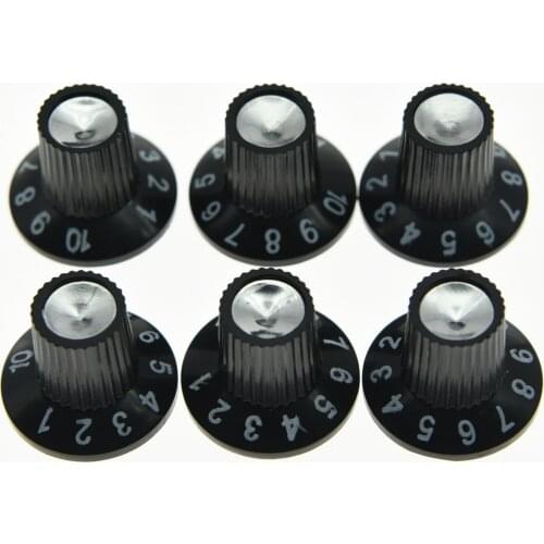 KAISH Pack of 12 Guitar Amplifier Knob AMP Knob Black Silver Skirted Knobs