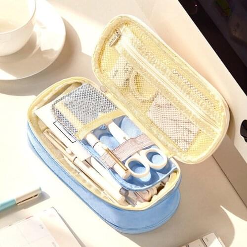 Classic Pocket Pen Pencil Case Fold Canvas Stationery Storage Bag Organizer For Cosmetic Travel Student Children Learning Tool