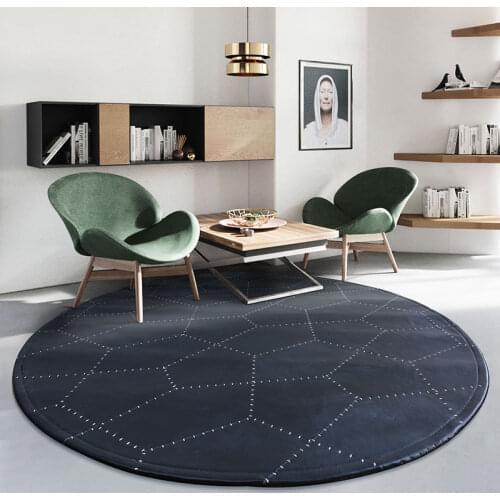 Round Shaped Natural Cowhide Patchwork Rug In Black Color ,genuine Fur Carpet for Bedroom Decoration Office Chair Mat