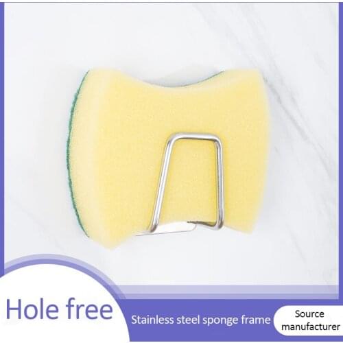 Kitchen Hook Up Stainless Steel Sponges Holder Self Adhesive Sink Sponges Drain Drying Rack Kitchen Sink Accessories Organizer