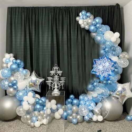 130pcs Snowflake Balloon Garland Arch kit Birthday Party Ice Snow Metal Balloon Baby Shower Decoration Christmas