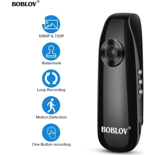 BOBLOV 1080P Full HD Mini Camera Digital Video Recorder Police Body Camera Loop Recording H.264 Camcorder Wide Angle