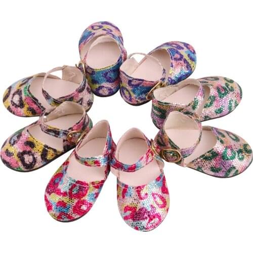 New Pattern Fashion Bright Leather Shoes Fit 18 Inch American&43cm Baby New Born Doll Clothes Accessories Girls' Toys
