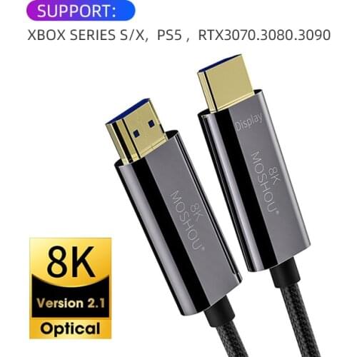 MOSHOU Optical Fiber HDMI-compatible 2.1 Cable Cord 8K@60Hz 4K@120Hz 48Gbs HDR 4:4:4 for PS5 LG QLED TV RTX3070/3080/3090