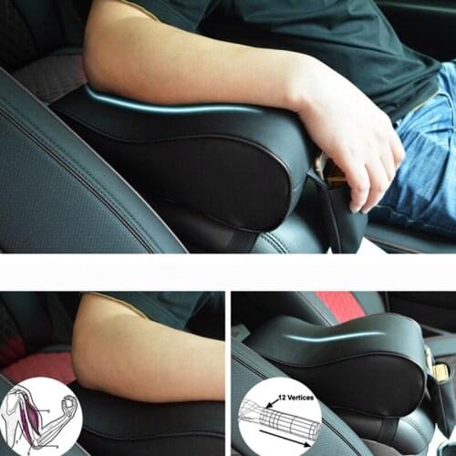 AUTOYOUTH Soft Thick Memory Foam Car Center Console Armrest Cushion Pillow, PU Leather Cover Protector with Phone Storage Bag