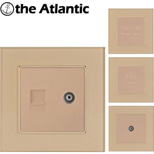 Atlectric Rj45&TV Port Socket Dual Rj45 Data Outlet TV Port Wall Socket Tempered Glass Panel Outlet Computer Television Plug