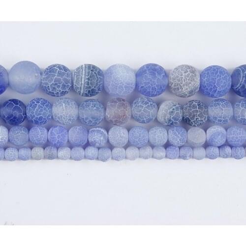 Natural Stone Beads Frost Cream Crack Lapis Lazuli Weathering Round Loose Beads for Jewelry Making DIY Handmade 4/6/8/10/12mm
