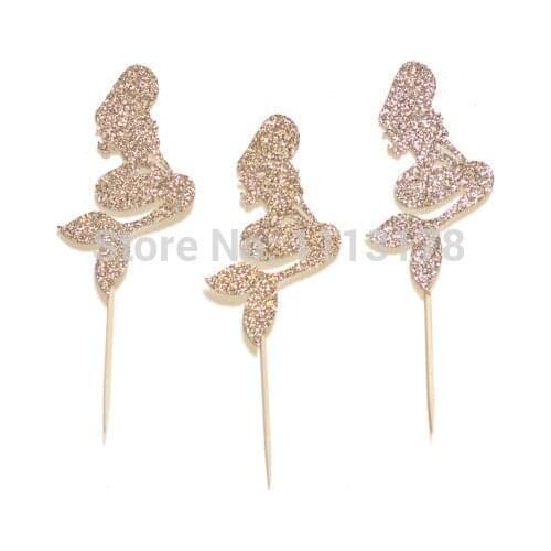 Cheap Mermaid Cupcake Toppers Picks Birthday wedding party cake topper food toothpicks