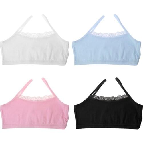 Girl Underwear Lace Bras Cotton Camisoles Sports Bra Top For Teens Training Bra E06F