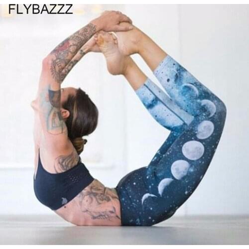 New Blue Moon Shade Print Yoga Legging For Women Ornamental Night Sky Printed Workout Sports Pants Starry Sky Jogging Trousers
