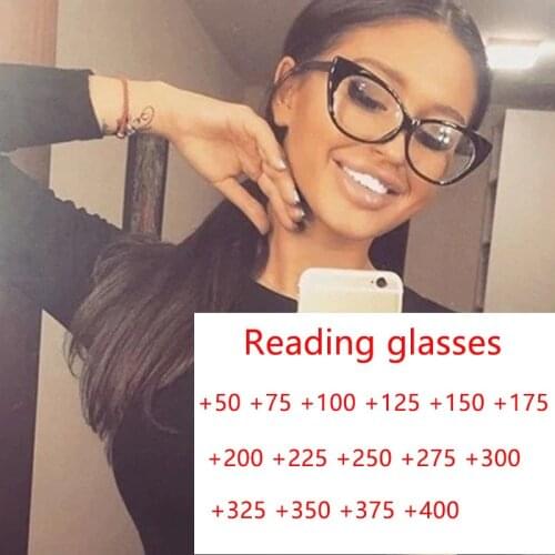 Blue Light Blocking Cat Eyes Reading Glasses Vintgae Spectacles For Women Optical Hyperopia Eyeglasses Eyewear Diopter+0.5 to +4