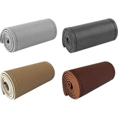 DIY Car Steering Cover Steering Wheel Braid On Protective Case Leather Auto Styling Suite with Needle+Thread for Diameter 38cm