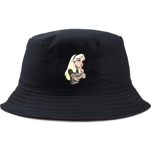 Alice princess tattoo Bucket Hat girls Reversible Hip Hop Hat For Women Men Panama Cap Summer Fisherman Hat панама bob hat boy