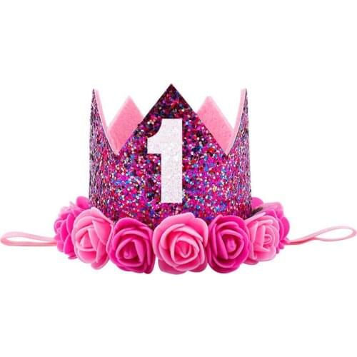 1 -3 Years Birthday Party Decor Cap Crown Princess Headband Elastic Haarband Baby Clothes Hair Accessory Baby Girl Headband