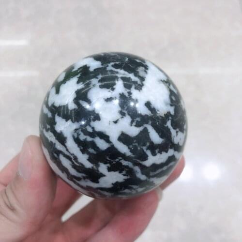 Natural Crystals Quartz Black Zebra Sphere Energy Ball Reiki Stones Room Home Office Aquarium Decoration Accessories Gemstone