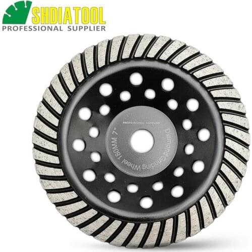 SHDIATOOL 180mm Diamond Turbo Row Cup Wheel For Concrete & Masonry, Diameter 7 Inch, Bore 22.23mm, Sintered Turbo Grinding Wheel