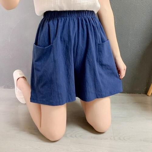 Womens Shorts For Summer Cotton Casual Shorts Loose Casual Elastic Waistband Shorts Korean Style High Waisted Running Shorts