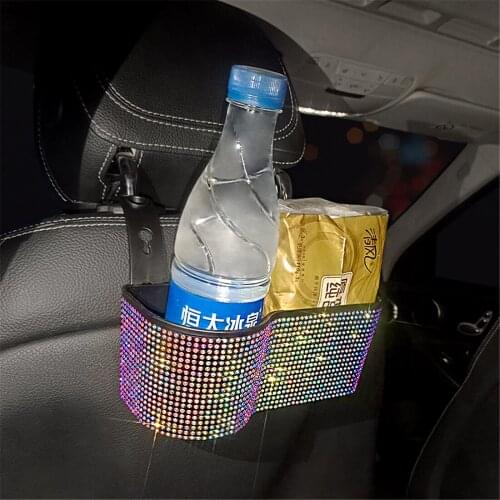 Rhinestone Auto Garbage Seat Back Can Crystal Car Trash Can Container Mini Cup Holder Garbage Bin Car Interior Accessories
