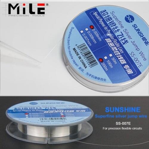 Sunshine-SS-007E 0.09MM 200M Superfine Silver Jump Wire For Mobile Phone Precison Flexible Circuits Screen Line Repair Tools