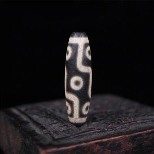 Tibetan agate matt black and white 9 eyes dzi beads 12 * 37.5mm agate dzi beads men and women amulet jewelry DIY Free Shipping