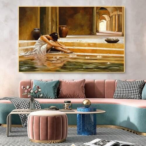 Vintage Dancing Girl Canvas Painting Abstract Figure Posters and Prints Modern Wall Art Pictures for Living Room Home Decoration