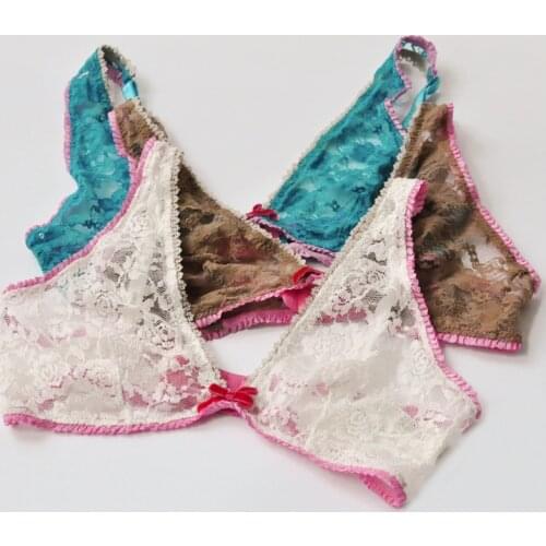 Yomrzl underwear ultra-thin female perspectivity wireless triangle cup lace sexy comfortable breathable bra M179