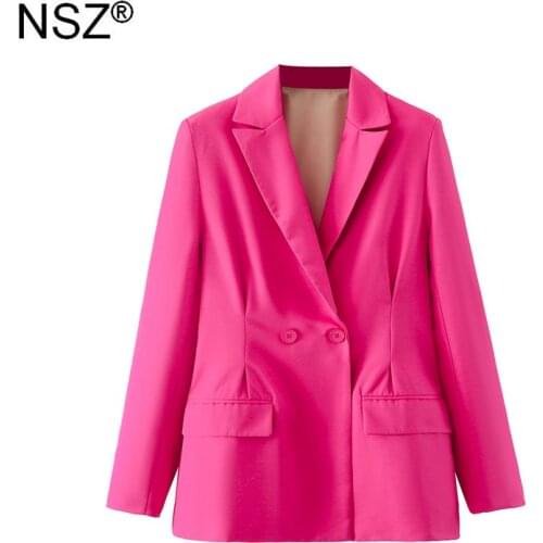 NSZ Women Green Oversized Double Breasted Blazer Autumn Large Size Elegant Chic Suit Jacket Office Ladies Work Coat Outerwear