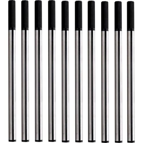 10Pcs/Lot High Quality Black Blue 0.5mm Ink Pen Refills Students Roller Ball Pen Writing Pen Replacement Refill Accessories