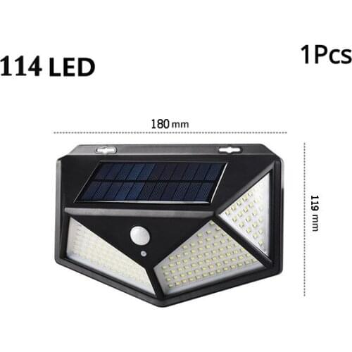100 114 LED Solar Power PIR Motion Sensor Wall Light Outdoor Garden New Year Street Lamp Waterproof Solar Sunlight Powered 5z