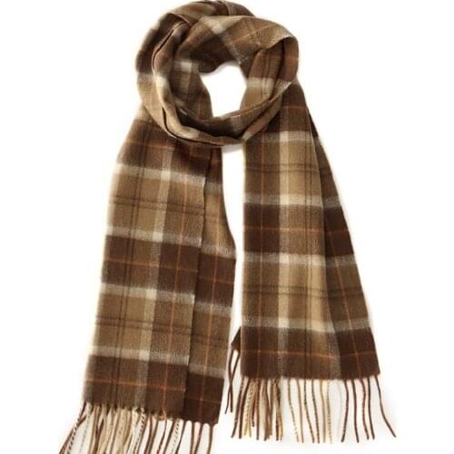 100% Pure Cashmere Plaid Scarf Autumn Winter Warm Wool Scarf Men Women