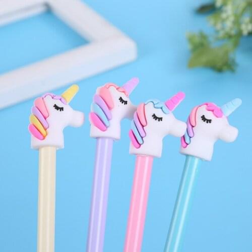 24 Pcs Creative Cartoon Cute Girl Unicorn Black Neutral Pen Signature Neutral Office Stationery Kawaii School Supplies