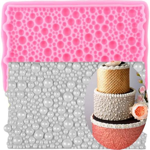 3D Pearls Shape Lace Cake Border Silicone Mold Chocolate Fondant Mould Round Bubbles Resin Clay Molds Cake Decorating Tools